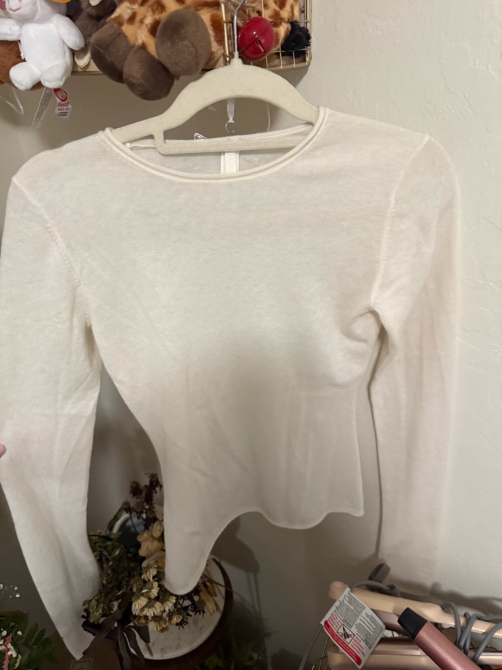 SKIMS Lightweight Long-Sleeve Crewneck Top - Cream